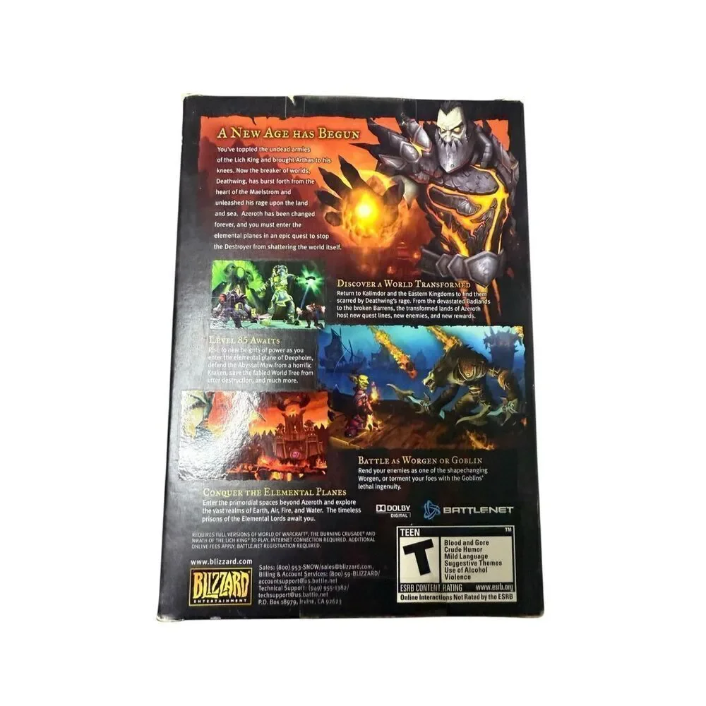 World of Warcraft: Cataclysm PC Video Game Expansion Set CIB‎ 2010